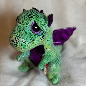 Ty Beanie Boos Cinder Dragon 6" Plush Stuffed Animal Toy Purple Sparkle w TAGS